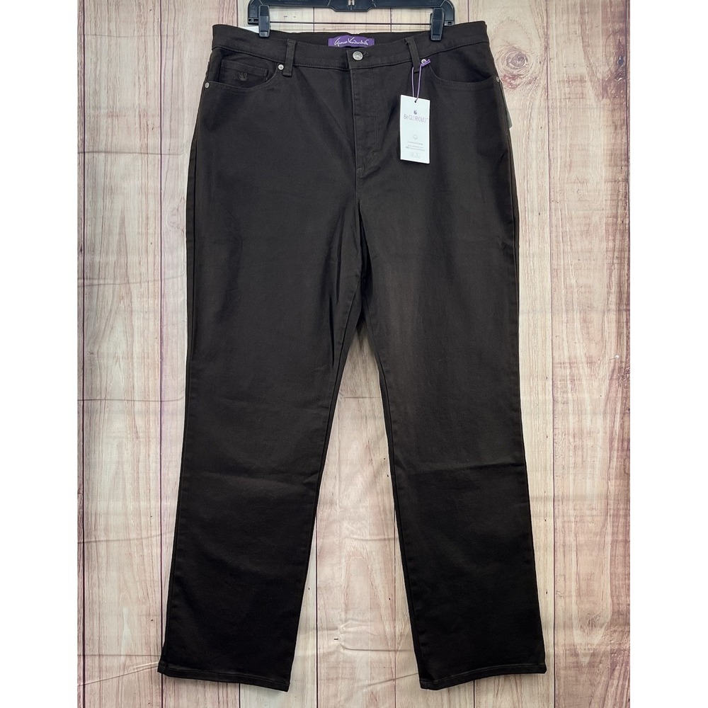 NWT Ladies Gloria‎ Vanderbilt Amanda STRETCH Pants 5 Pockets Jeans Sz 16 Brown